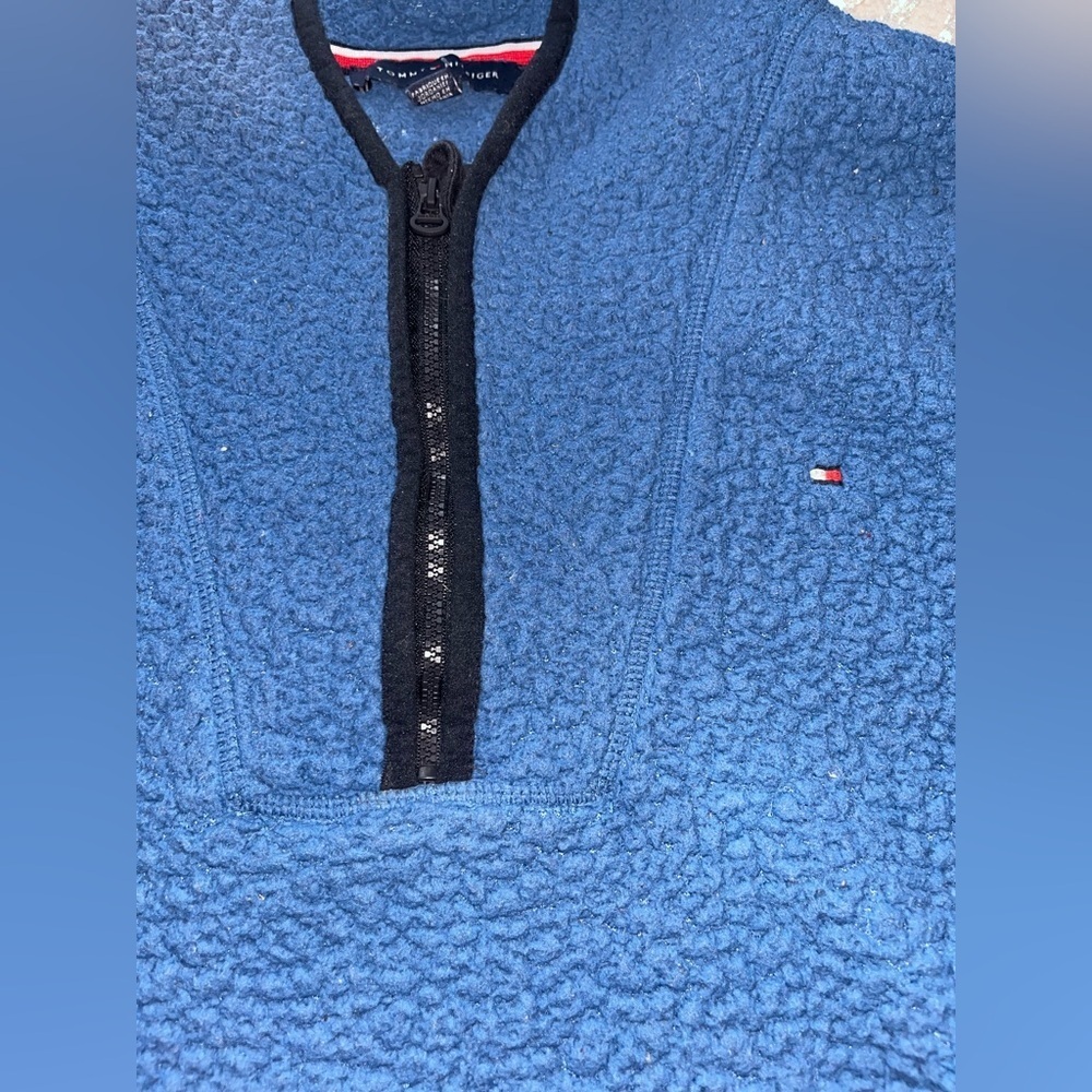 Tommy Hilfiger fleece quarter zip Blue Sweater - Picture 3 of 6